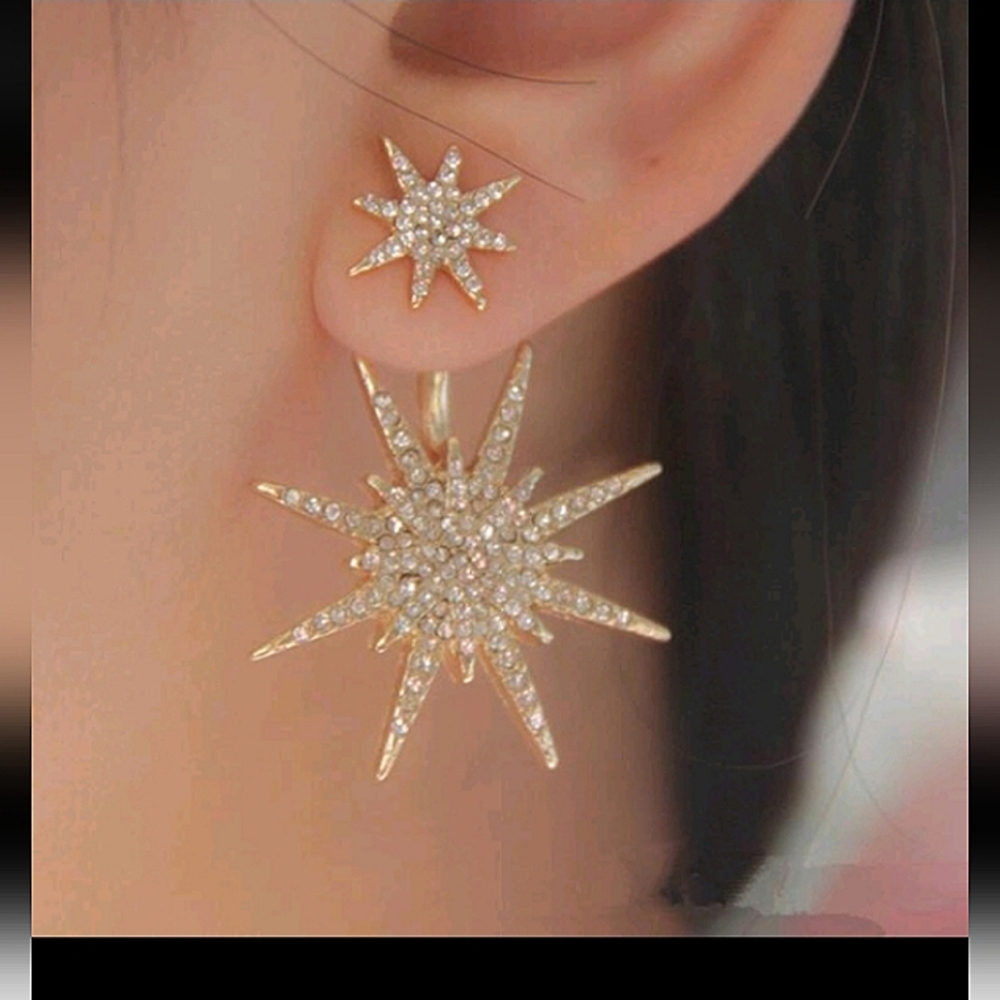 Shinning Star Crystal Rhinestone    Dangle Post Earrings NEW